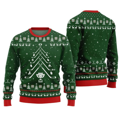Hockey Stick Tree Christmas Sweater