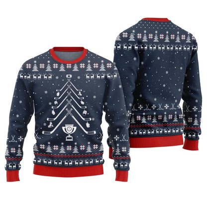Hockey Stick Tree Christmas Sweater