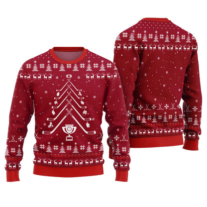 Hockey Stick Tree Christmas Sweater
