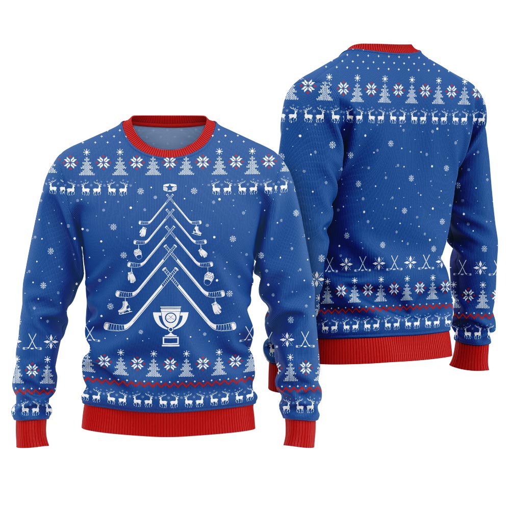 Hockey Stick Tree Christmas Sweater