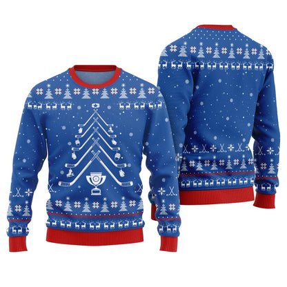 Hockey Stick Tree Christmas Sweater