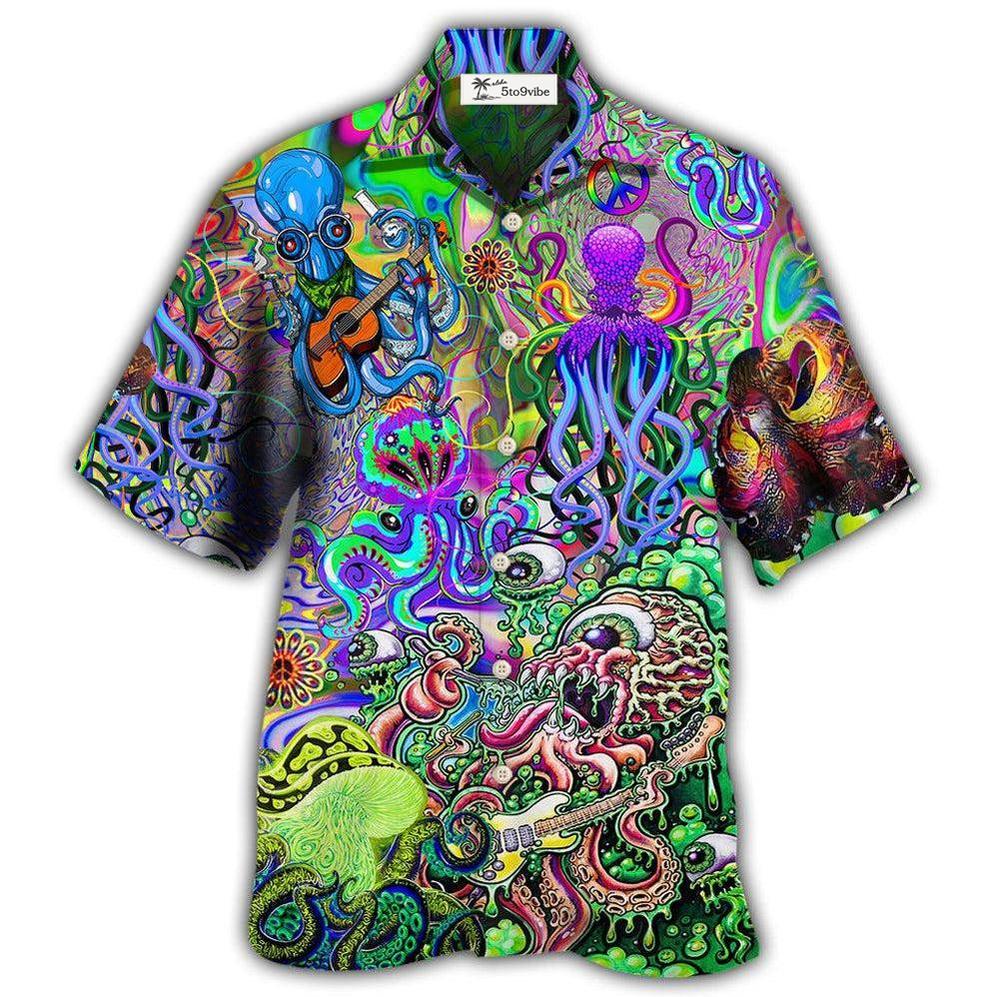 Hawaiian Shirt / Adults / S Hippie Funny Octopus Love Music Colorful Ocean - Hawaiian Shirt 