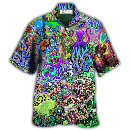 Hawaiian Shirt / Adults / S Hippie Funny Octopus Love Music Colorful Ocean - Hawaiian Shirt 