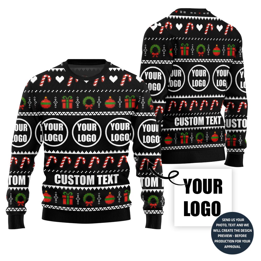 Custom Logo And Text Around Christmas Sweater