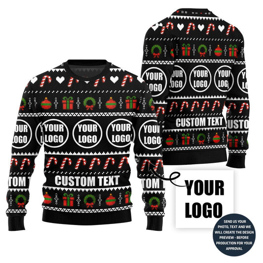Custom Logo And Text Around Christmas Sweater