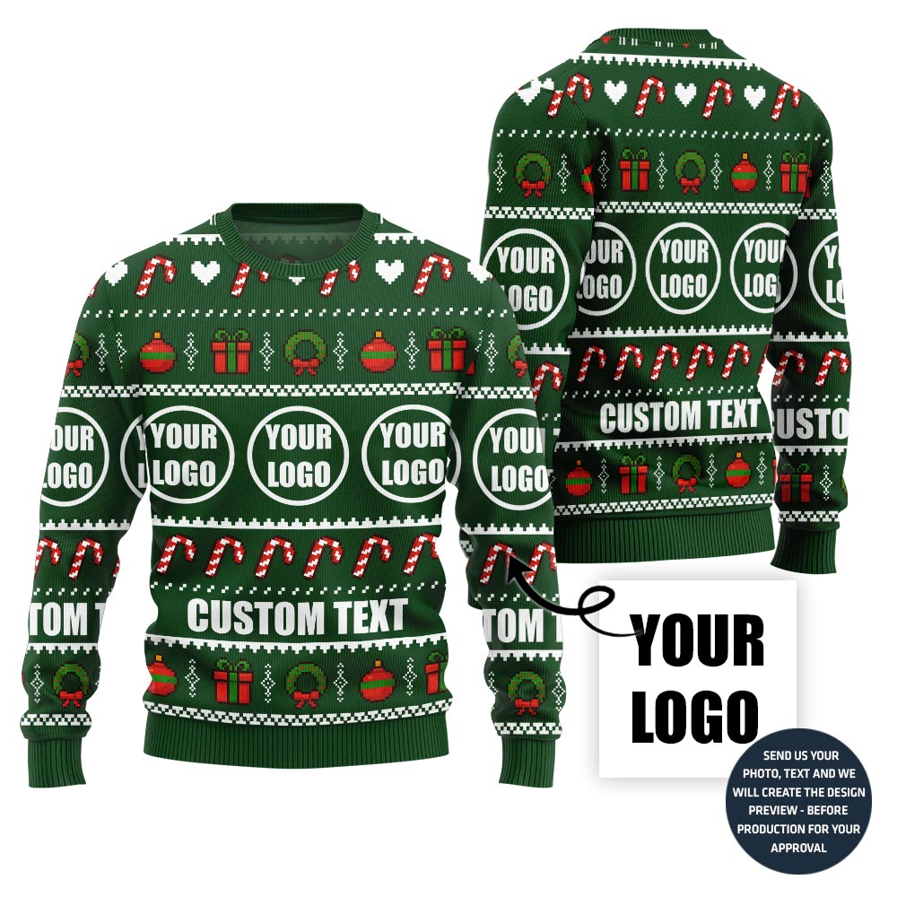Custom Logo And Text Around Christmas Sweater
