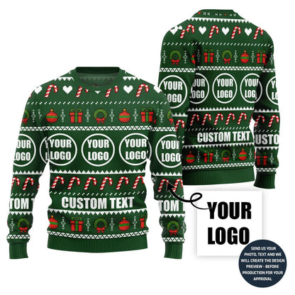 Custom Logo And Text Around Christmas Sweater