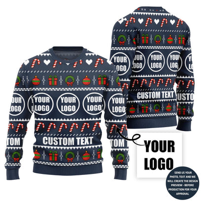 Custom Logo And Text Around Christmas Sweater