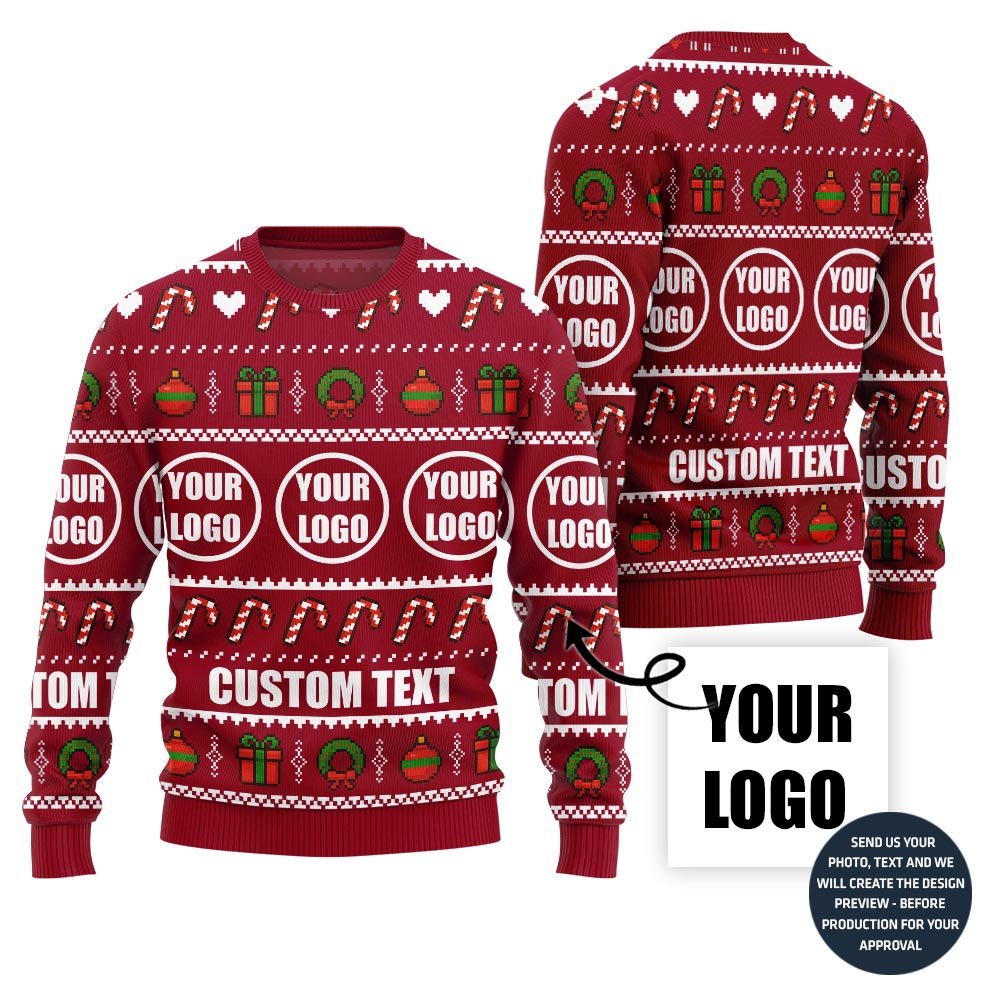 Custom Logo And Text Around Christmas Sweater
