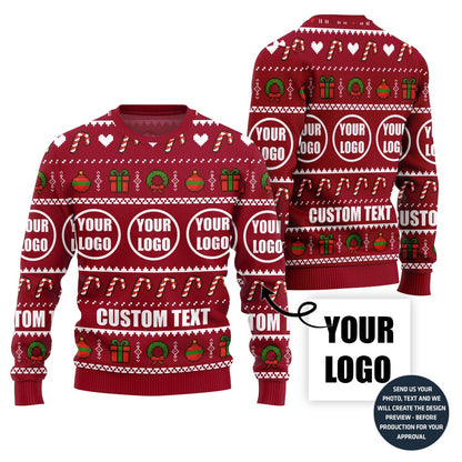 Custom Logo And Text Around Christmas Sweater