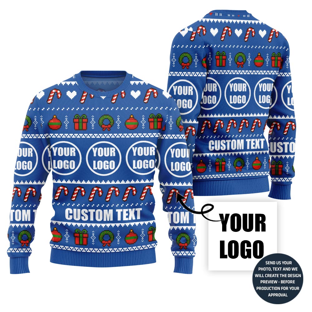 Custom Logo And Text Around Christmas Sweater