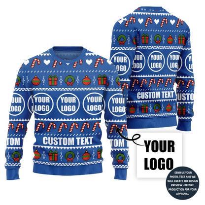 Custom Logo And Text Around Christmas Sweater
