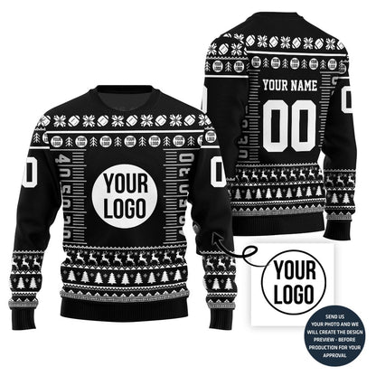 Custom Logo And Text Rugby Christmas Sweater