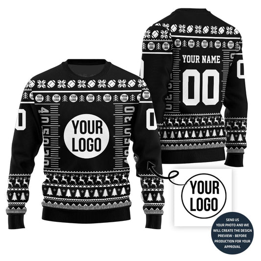 Custom Logo And Text Rugby Christmas Sweater