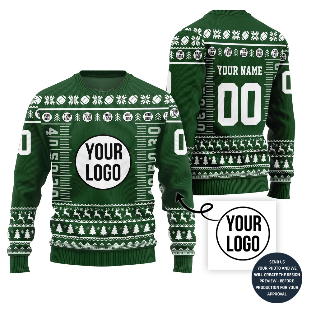 Custom Logo And Text Rugby Christmas Sweater