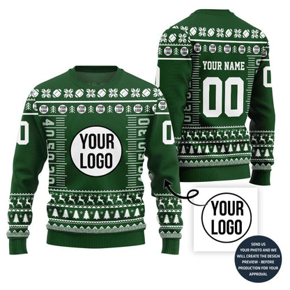 Custom Logo And Text Rugby Christmas Sweater