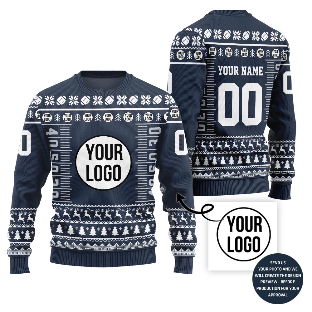 Custom Logo And Text Rugby Christmas Sweater