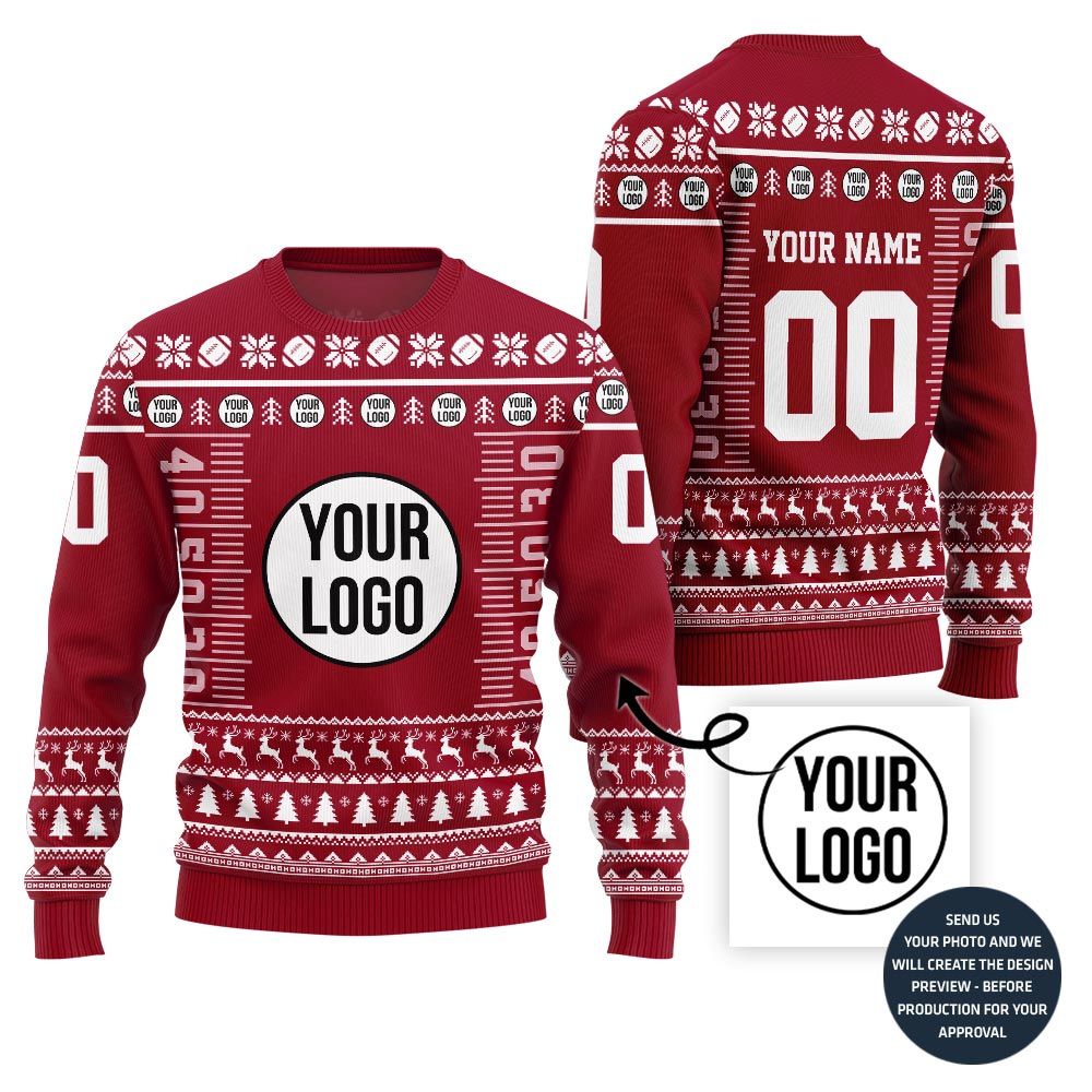 Custom Logo And Text Rugby Christmas Sweater