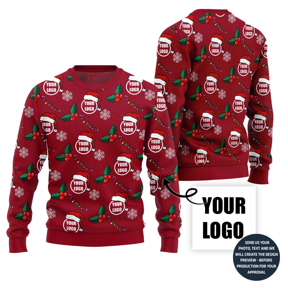 Logo Custom With Mistletoe Christmas Sweater