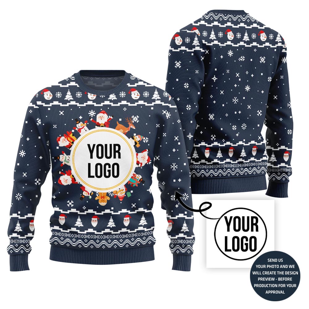 Custom Logo Center Ugly Christmas Sweater For Company