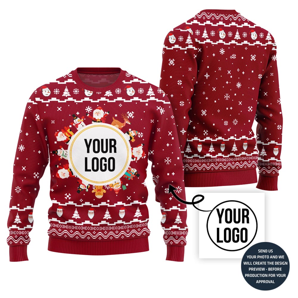 Custom Logo Center Ugly Christmas Sweater For Company