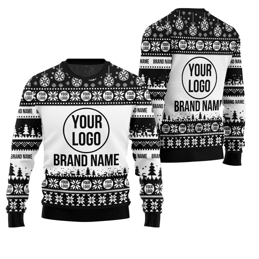 Logo Custom White Background Christmas Sweater