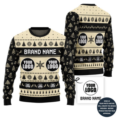Custom Logo And Brand Name With Christmas Pattern Sweater