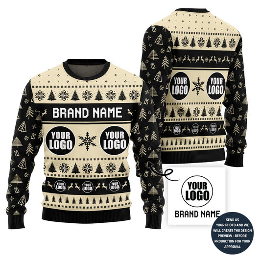 Custom Logo And Brand Name With Christmas Pattern Sweater
