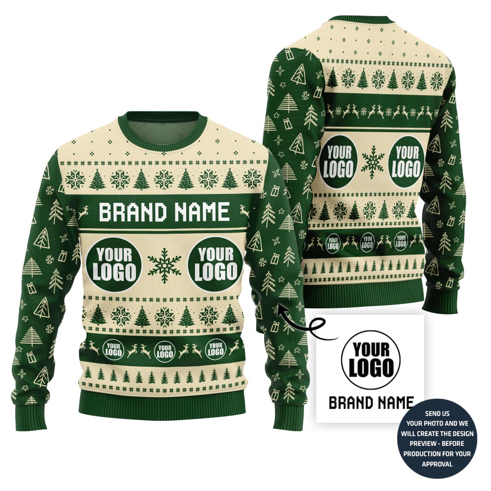 Custom Logo And Brand Name With Christmas Pattern Sweater