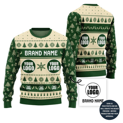 Custom Logo And Brand Name With Christmas Pattern Sweater