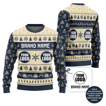 Custom Logo And Brand Name With Christmas Pattern Sweater