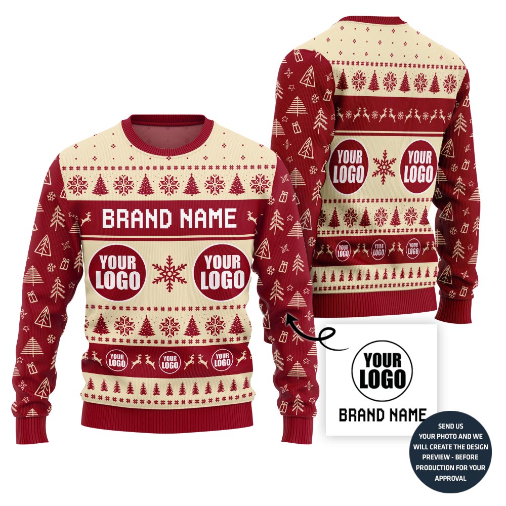 Custom Logo And Brand Name With Christmas Pattern Sweater