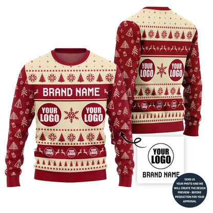 Custom Logo And Brand Name With Christmas Pattern Sweater
