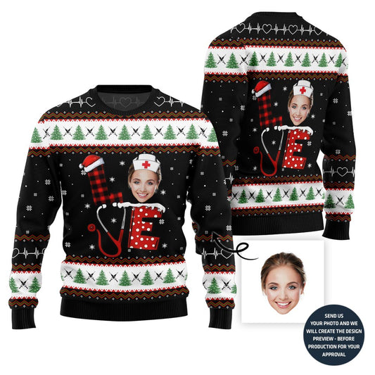 Nurse Custom Face Ugly Christmas Sweater