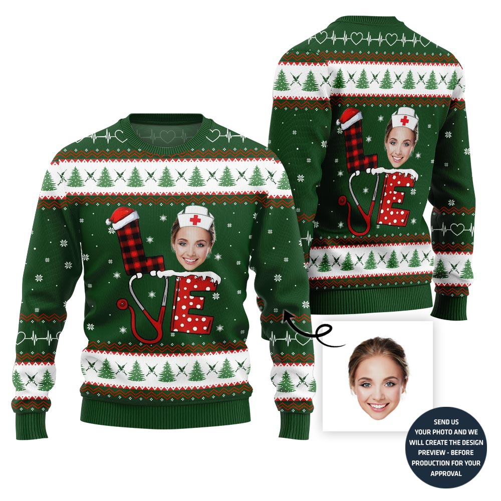 Nurse Custom Face Ugly Christmas Sweater