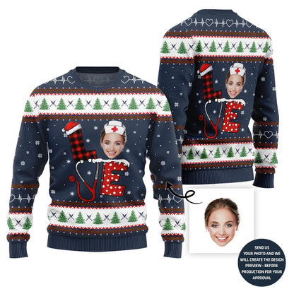 Nurse Custom Face Ugly Christmas Sweater