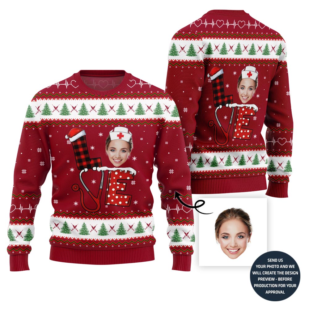 Nurse Custom Face Ugly Christmas Sweater