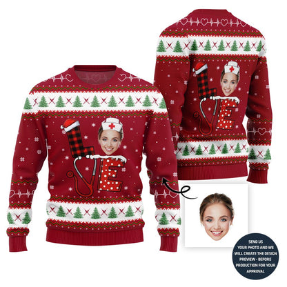 Nurse Custom Face Ugly Christmas Sweater