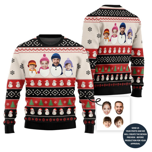 Custom Family Snowman Funny Christmas Sweater