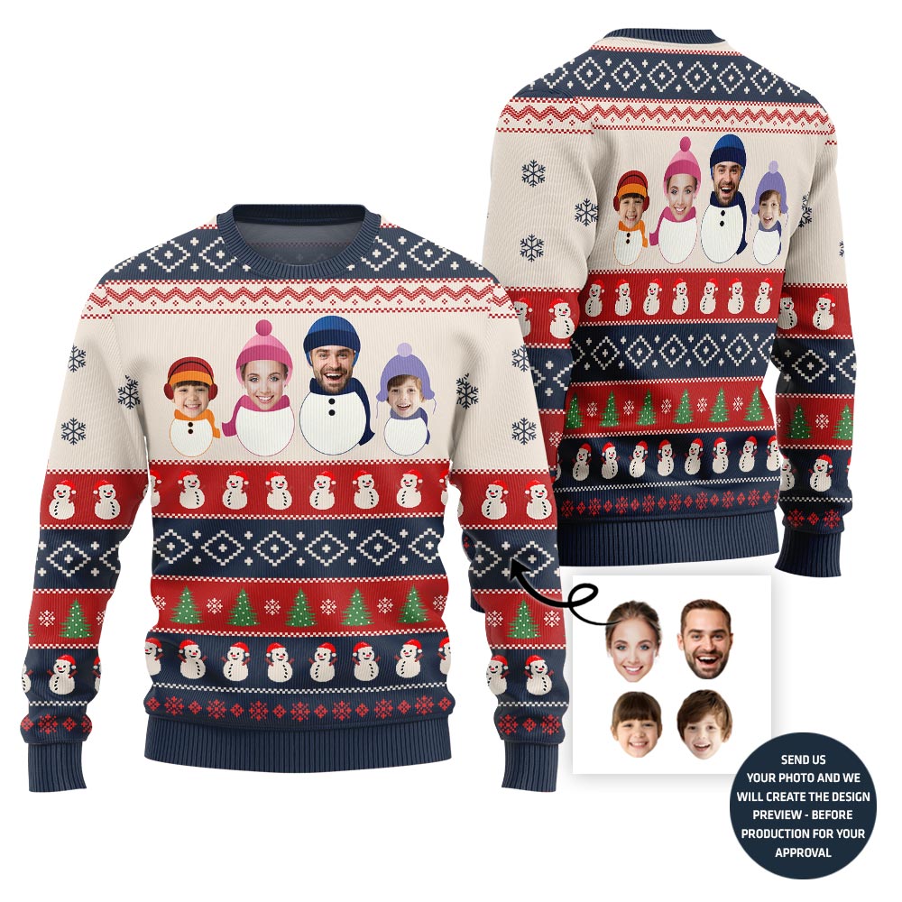 Custom Family Snowman Funny Christmas Sweater