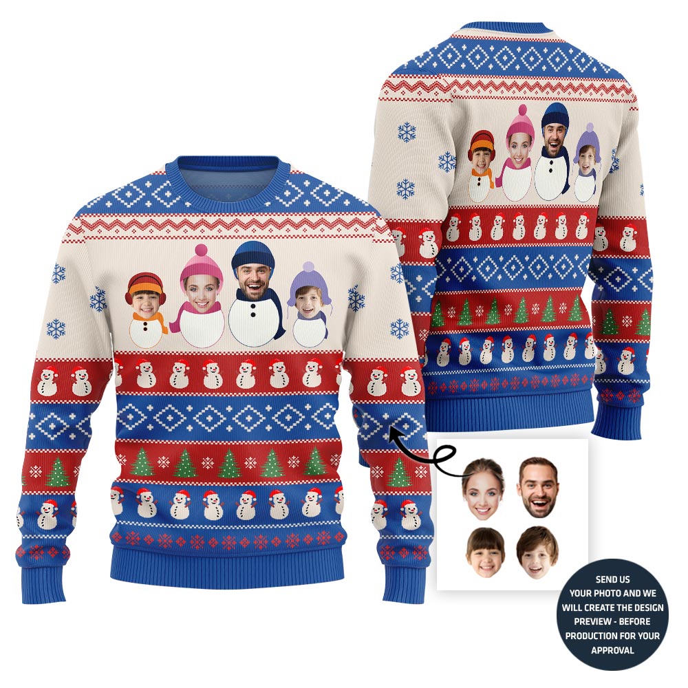 Custom Family Snowman Funny Christmas Sweater