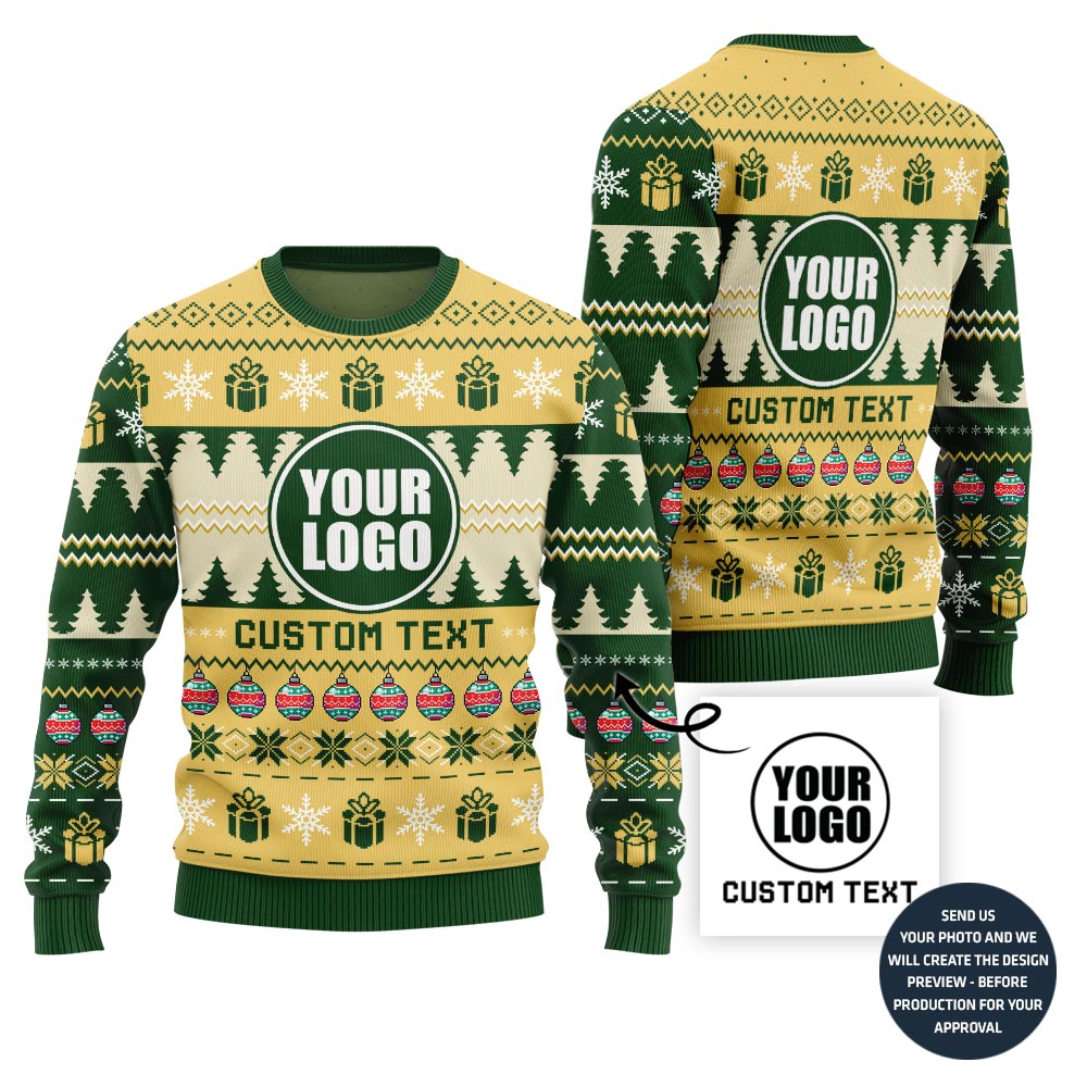 Custom Logo With Christmas Ornament Ugly Sweater