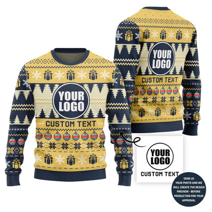 Custom Logo With Christmas Ornament Ugly Sweater