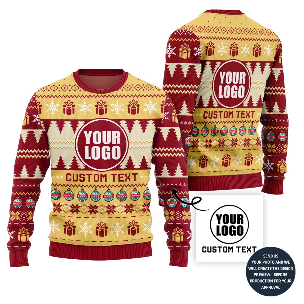 Custom Logo With Christmas Ornament Ugly Sweater