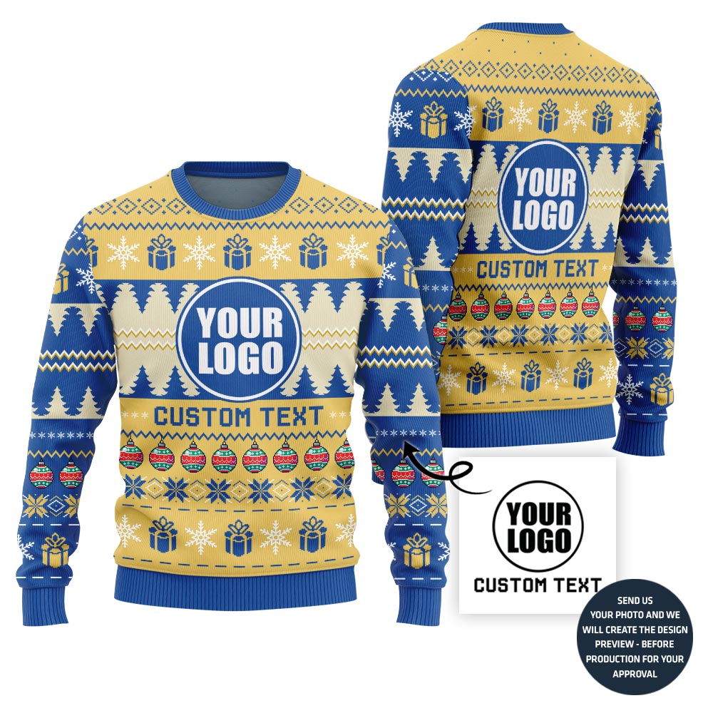 Custom Logo With Christmas Ornament Ugly Sweater