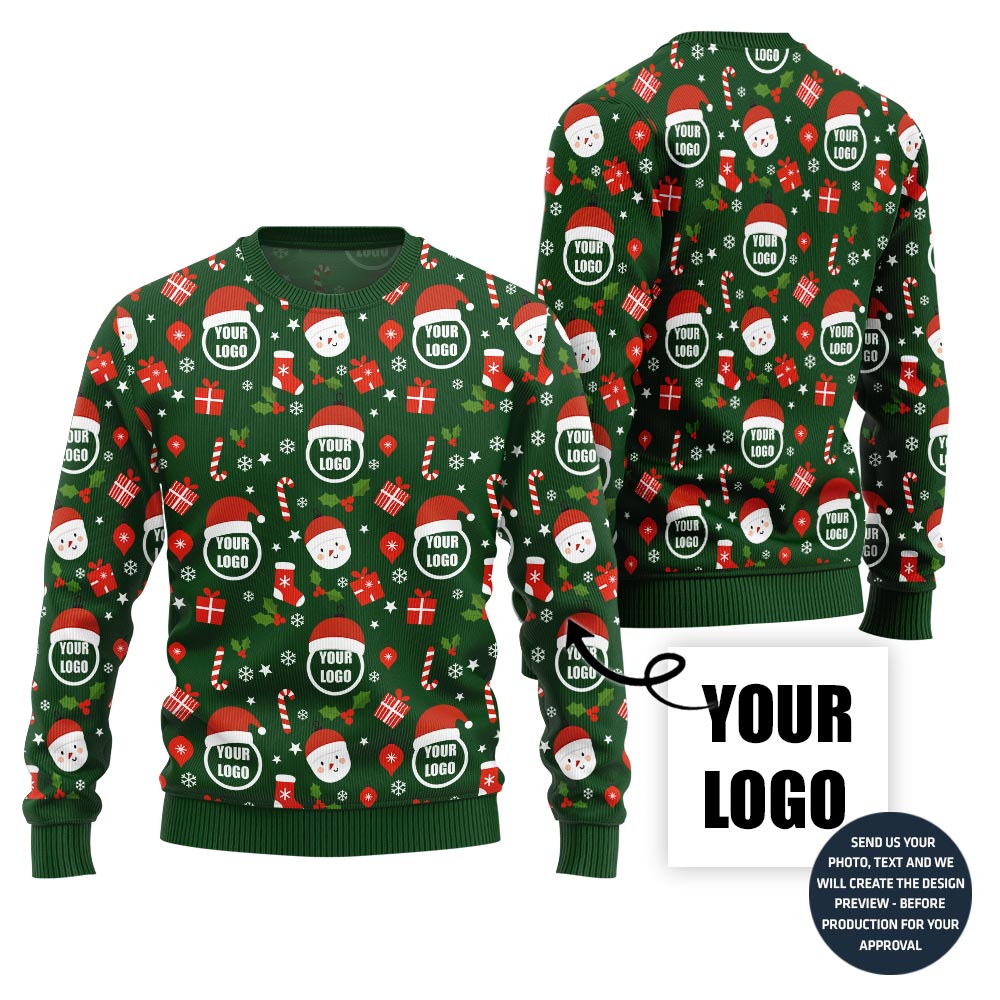 Custom Logo Repeated Pattern Ugly Christmas Sweater