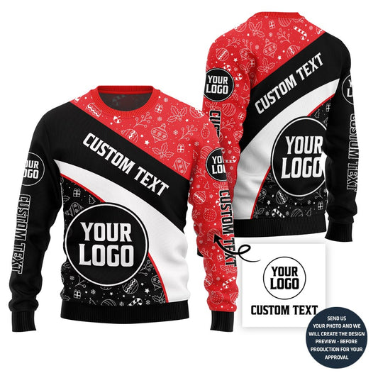 Custom Logo And Text Cross Christmas Sweater