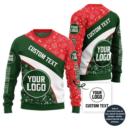 Custom Logo And Text Cross Christmas Sweater