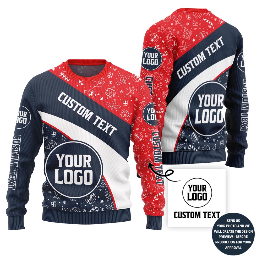 Custom Logo And Text Cross Christmas Sweater