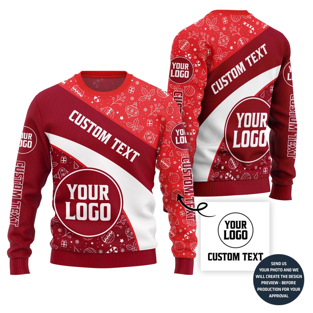Custom Logo And Text Cross Christmas Sweater